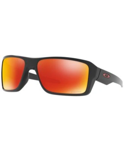 Oakley Polarized Double Edge Sunglasses, Oo9380 66 In Matte Black/red Prizm Polarized