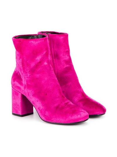 Shop Balenciaga Pink Velvet Ville 85 Boots