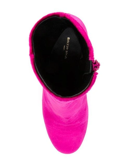 Shop Balenciaga Pink Velvet Ville 85 Boots