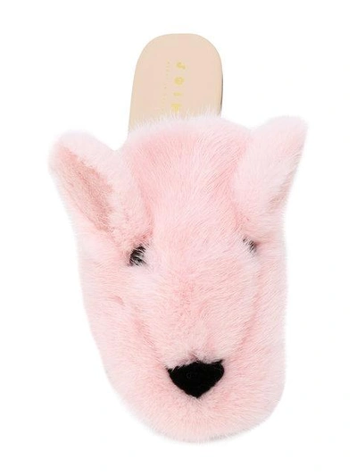 Shop Joshua Sanders Rabbit Fur Slippers In Pink