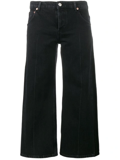 Balenciaga Rockabilly Cropped High-rise Wide-leg Jeans In Black