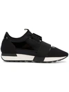 Balenciaga Race Runner Stretch-knit, Mesh, Suede And Leather Sneakers In Black