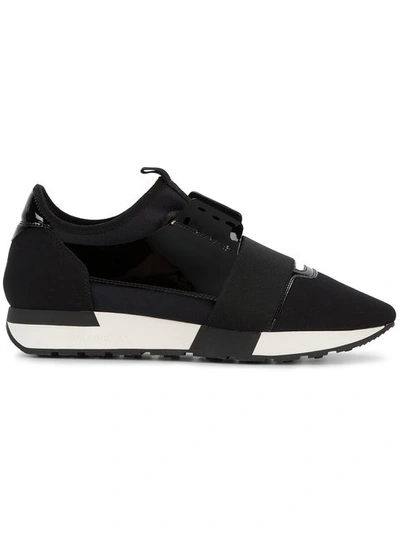 Balenciaga Race Runner Stretch-knit, Mesh, Suede And Leather Trainers In Black