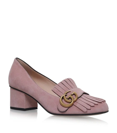 Gucci Suede Marmont Pumps 55 In Pink