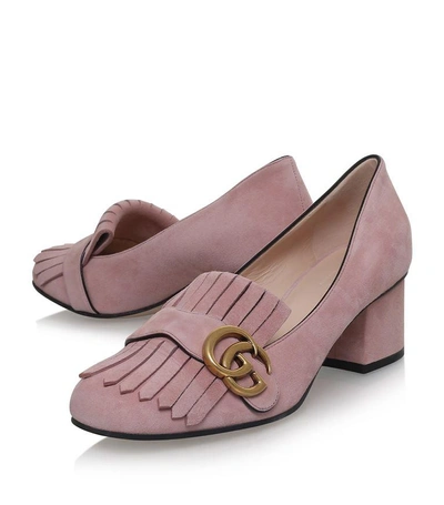 Shop Gucci Suede Marmont Pumps 55 In Pink