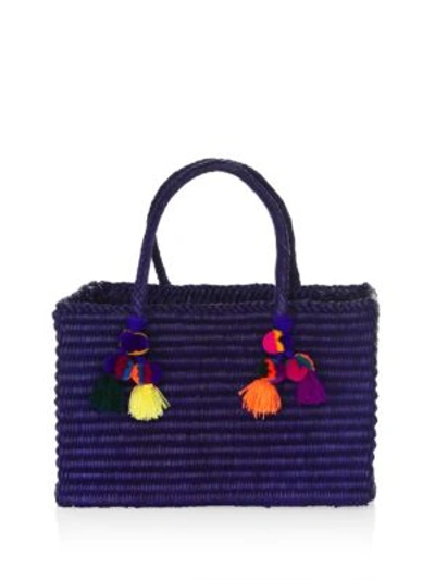 Nannacay Maldives Pom-pom Medium Tote In Navy