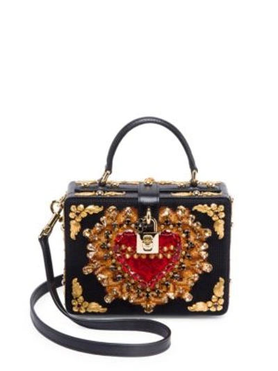 Shop Dolce & Gabbana Studded Top Handle Shoulder Bag In Black-multi