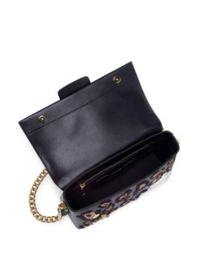 Shop Dolce & Gabbana Leopard Contrast Shoulder Bag In Black-multi