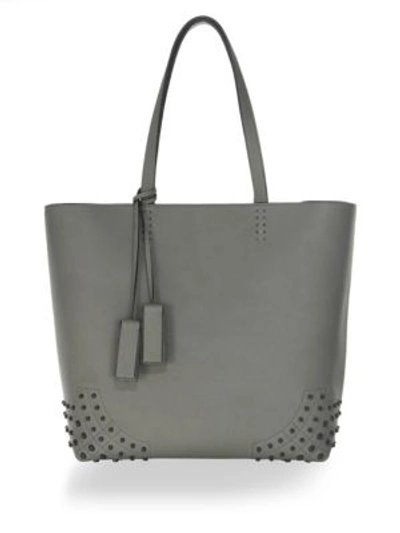 Tod's Amr Soft Leather Tote In Grey