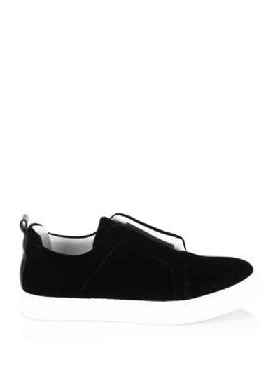 Shop Pierre Hardy Slider Velvet Skate Sneakers In Black