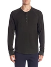 Vince Double-knit Cotton Henley In Cactus