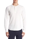 Vince Double-knit Cotton Henley In Optic White