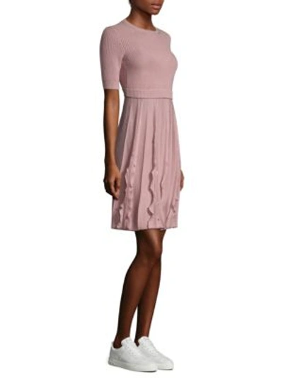 Valentino Short-sleeve Knit Wool Dress In Pink