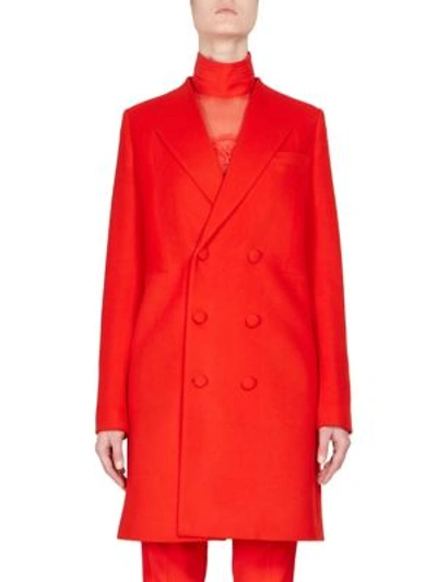 Givenchy Double Breasted Wool Coat In Red