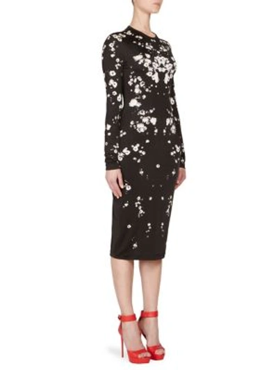 Givenchy Floral Jersey Dress In Black White