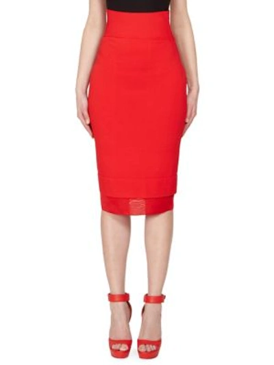 Givenchy Jersey Pencil Skirt In Red Cherry