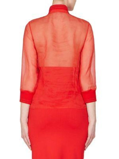 Shop Givenchy Silk Ruffle Blouse In Red