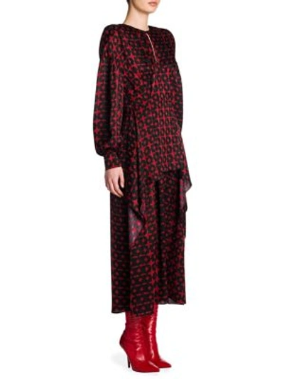 Shop Fendi Printed Silk Dress In Red Print