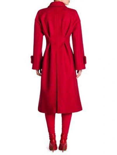 Shop Fendi Mink Cuff Felted Wool & Cashmere Coat In Red