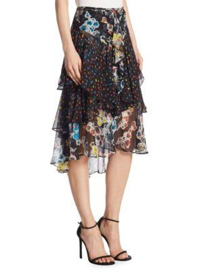 Shop Jason Wu Printed Chiffon Skirt In Black Multicolor