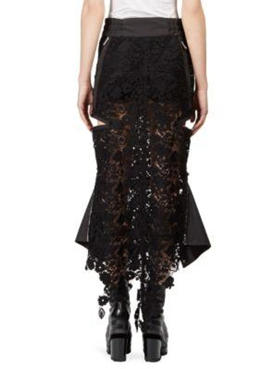 Shop Sacai Floral Lace Skirt In Black