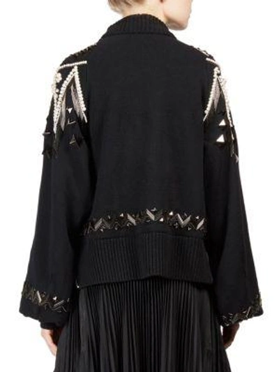 Shop Sacai Wool Beaded Pullover In Black