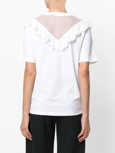 Shop Chloé Transparent V-neck T-shirt In White