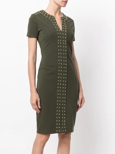 Shop Michael Michael Kors Studded Short-sleeved Dress - Green