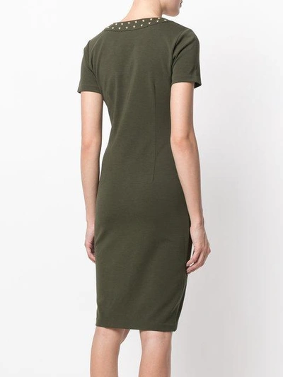 Shop Michael Michael Kors Studded Short-sleeved Dress - Green