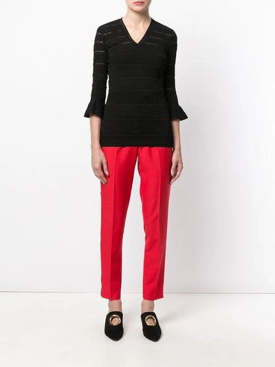 Shop Versace Panelled V-neck Sweater - Black