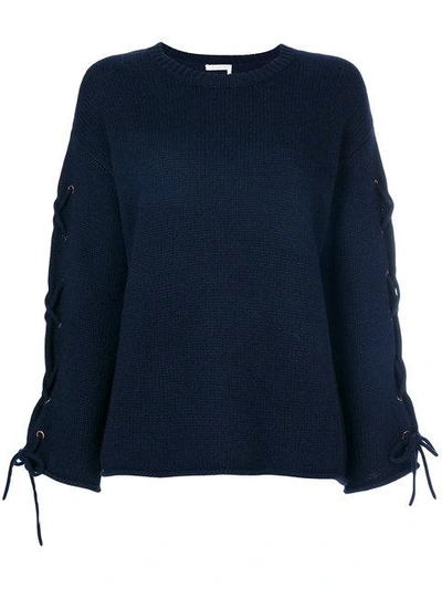 Shop See By Chloé Laced Sleeve Sweater - Blue