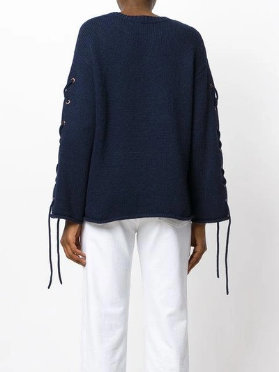 Shop See By Chloé Laced Sleeve Sweater - Blue