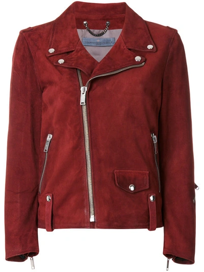 Golden Goose Chiodo Suede Biker Jacket In Burgundy