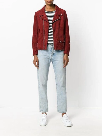 Golden Goose Chiodo Suede Biker Jacket In Pink
