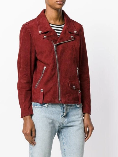 Golden Goose Chiodo Suede Biker Jacket In Pink