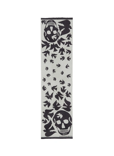 Alexander Mcqueen Skull And Dove Jacquard Wool Scarf
