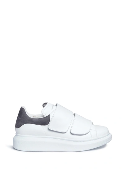 Shop Alexander Mcqueen Chunky Outsole Suede Collar Leather Sneakers