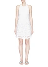 ALICE AND OLIVIA 'Susan' floral embroidered poplin and lace halterneck dress