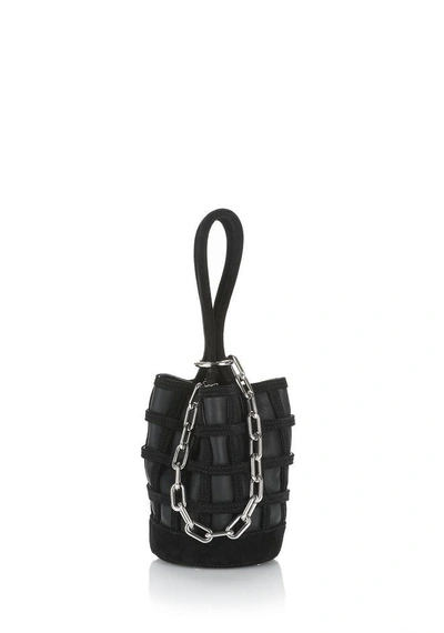 Shop Alexander Wang Caged Roxy Mini Bucket In Black With Rhodium
