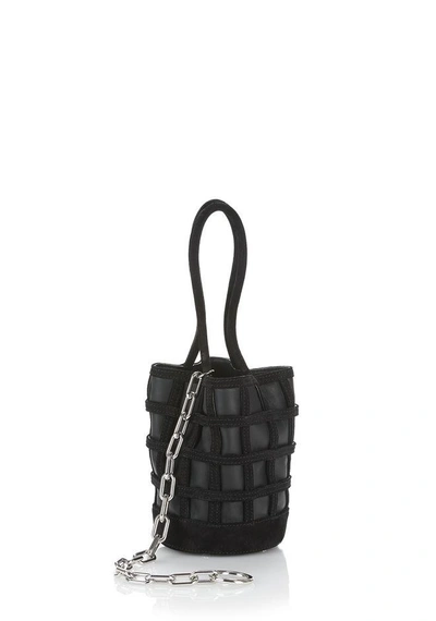 Shop Alexander Wang Caged Roxy Mini Bucket In Black With Rhodium