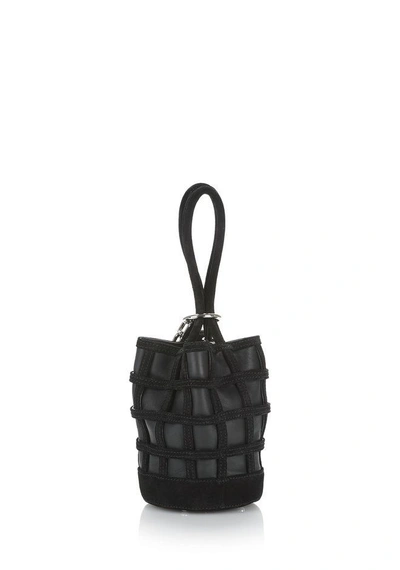 Shop Alexander Wang Caged Roxy Mini Bucket In Black With Rhodium