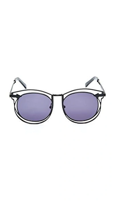 Shop Karen Walker Superstars Simone Sunglasses In Black/smoke Mono