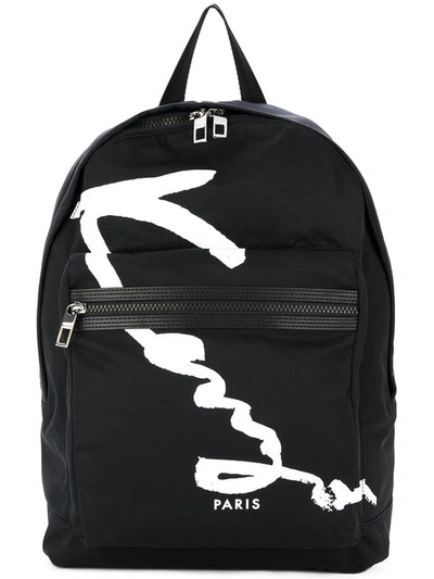Kenzo Logo Print Backpack In Black