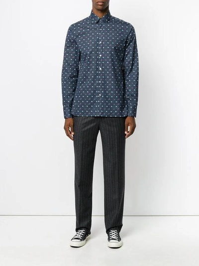 Shop Lanvin Clubs, Hearts And Spades Print Shirt In Grey