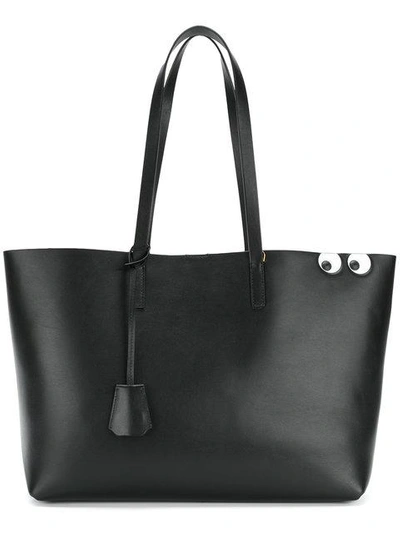 Anya Hindmarch Ebury Shopper Ii Eyes Tote Bag, Blue In Black | ModeSens