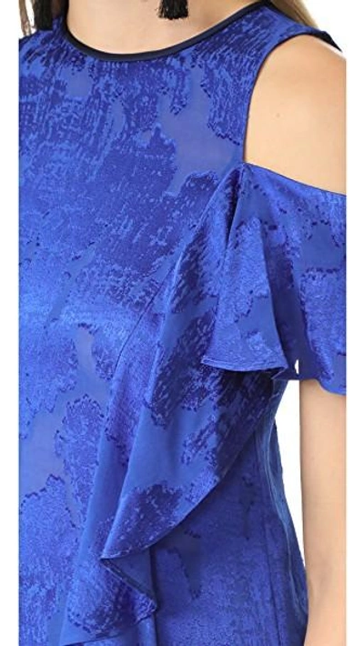 Shop Diane Von Furstenberg Side Ruffle Shirt In Klein Blue/midnight