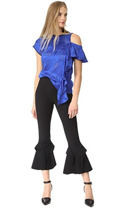 Shop Diane Von Furstenberg Side Ruffle Shirt In Klein Blue/midnight
