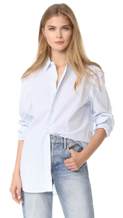 Shop Frame Striped Shirt In Capri Blue Multi
