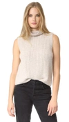 Vince Sleeveless Cashmere Blend Turtleneck In Hazel