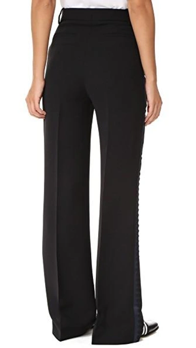 Shop Victoria Victoria Beckham Wide Leg Tux Pants In Black/navy